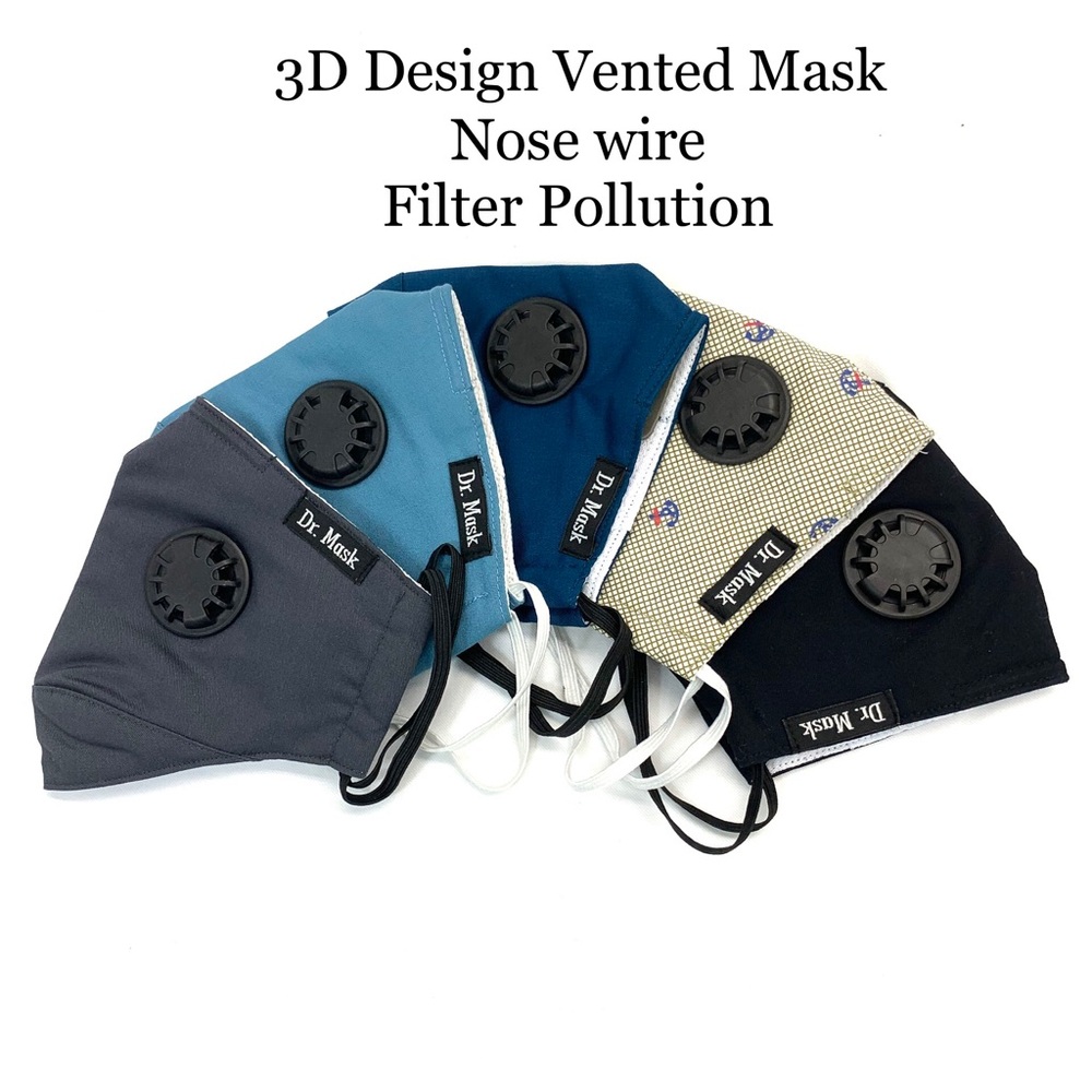 2 PCS of 3D Vented- Antibacterial fabric Masks